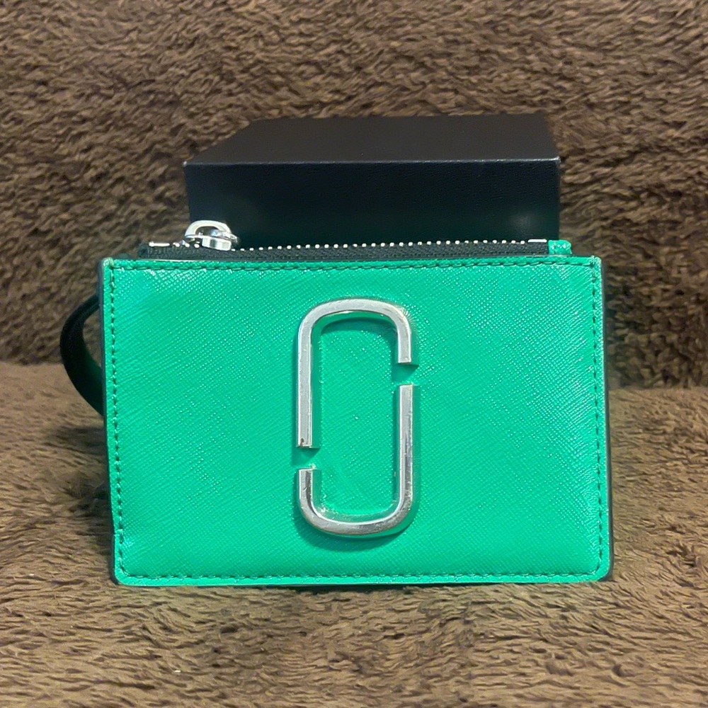 Marc Jacobs Green Card Holder with Silver Logo